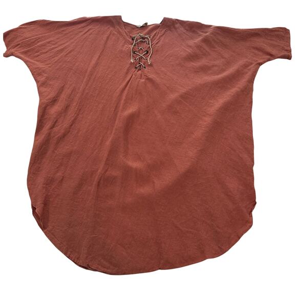 MES DEMOISELLES Linen Tunic Dress with V-Neck Tie - OS - Picture 6 of 10